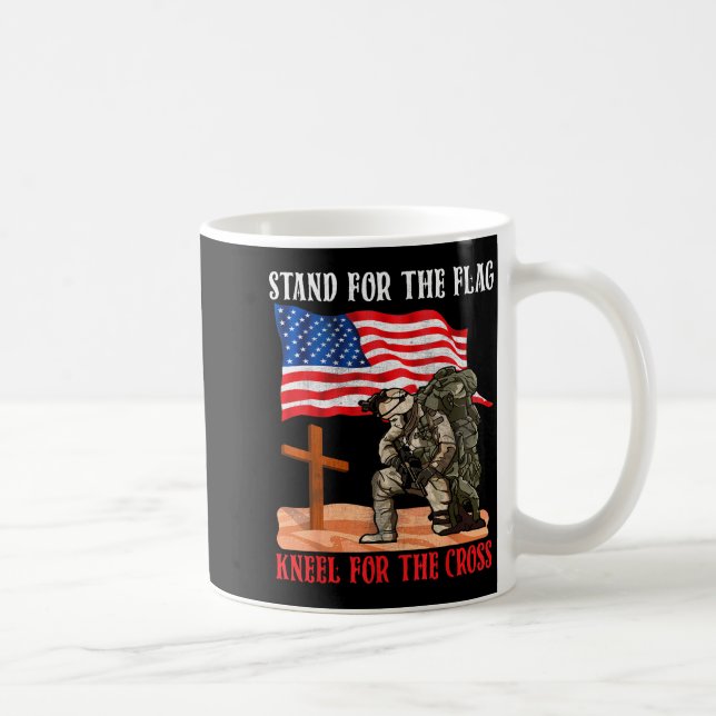 Stand For The Flag Kneel For The Cross Patriotic C Coffee Mug (Right)
