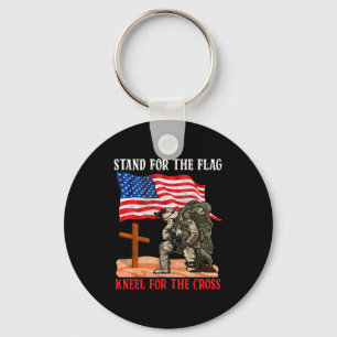 Stand For The Flag Kneel For The Cross Patriotic C Key Ring