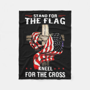 Stand For The Flag Kneel For The Cross Usa Flag Fo Fleece Blanket