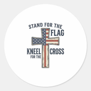 Stand for the Flag Patriotic Cross Design_1 Classic Round Sticker