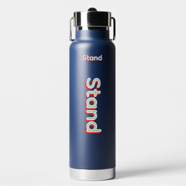 Stand Logo Navy  Water Bottle (Front)