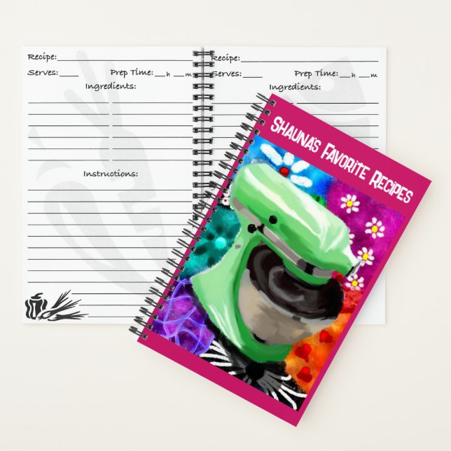 Stand Mixer Funky Art Personalised Recipe Notebook (Inside)