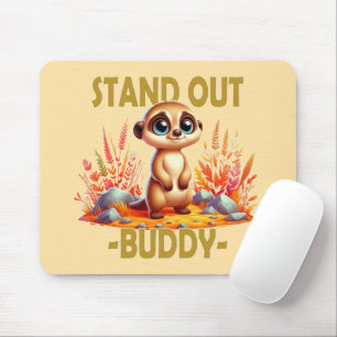Stand out buddy pun. Cute Suricate Meerkat cartoon Mouse Pad