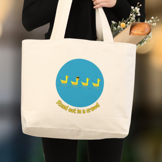 Stand out Cute Motivational Ducks Large Tote Bag (Creator Uploaded)