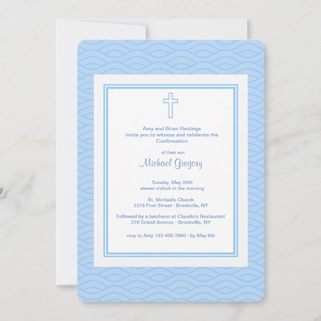 Stand Out Waves Blue Invitation (Front)