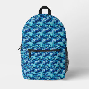 Stand Out with a Custom Blue Asian Wave Design  Printed Backpack