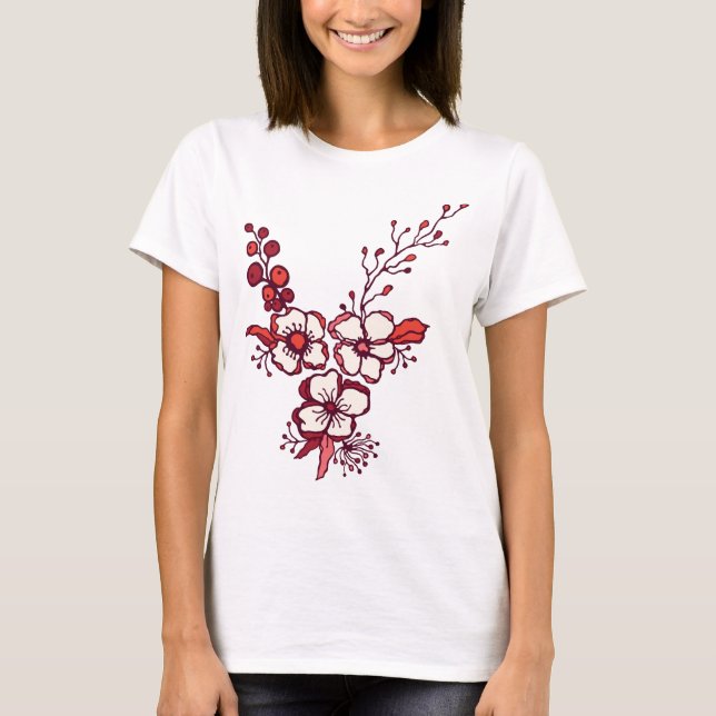 Stand Out with Our Floral Women's Basic T-Shirts (Front)