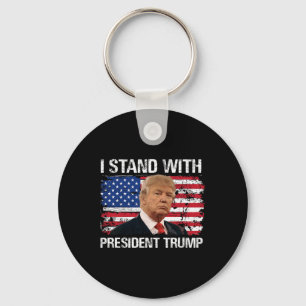 Stand President Trump American Flag Trump 2024 Men Key Ring