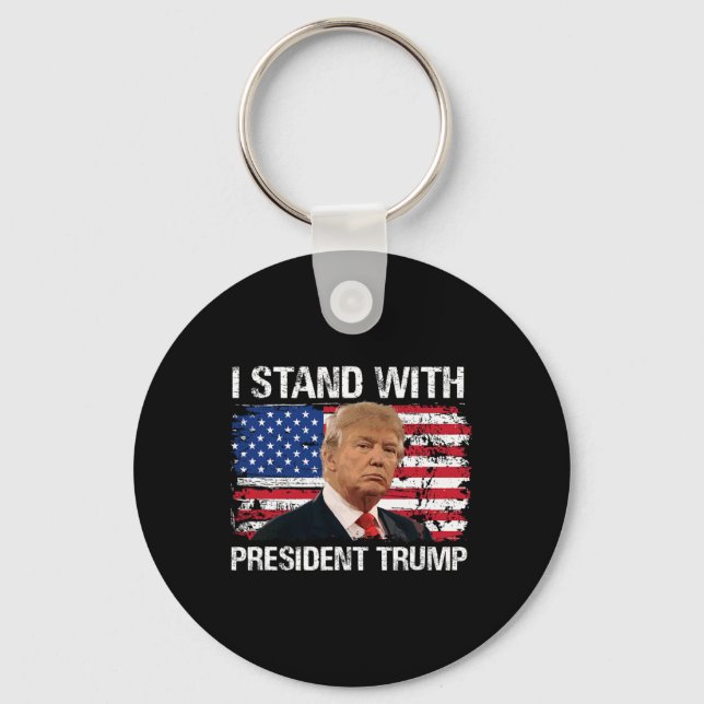 Stand President Trump American Flag Trump 2024 Men Key Ring (Front)