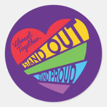 Stand Proud - Rainbow Heart LBGTQ Pride Sticker