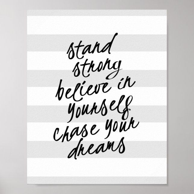 Stand Strong, Be Yourself Motivational Quote Print (Front)