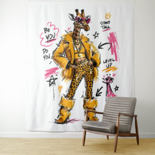 Stand Tall Fashion Giraffe Streetwear Art Tapestry