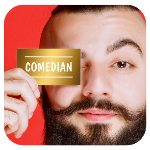Stand Up Comedian QR Golden Business Card
