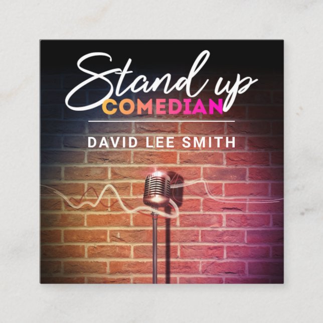 Stand up comedian square business card (Front)