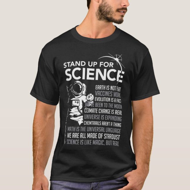 Stand Up For Science - Magic but Real Earth Moon T-Shirt (Front)