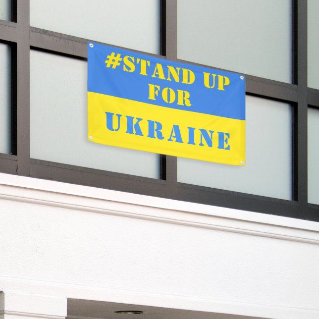 Stand Up For Ukraine Banner Support Freedom (Outside Building)