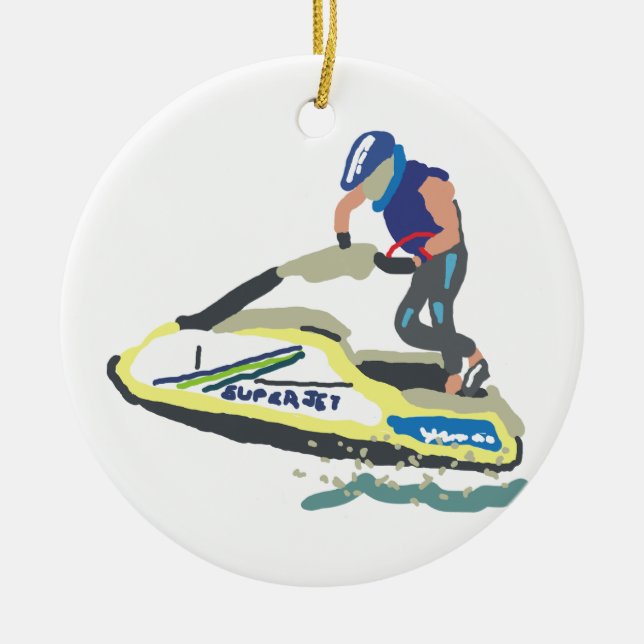 Stand Up Jet Ski SuperJet Ceramic Ornament (Front)