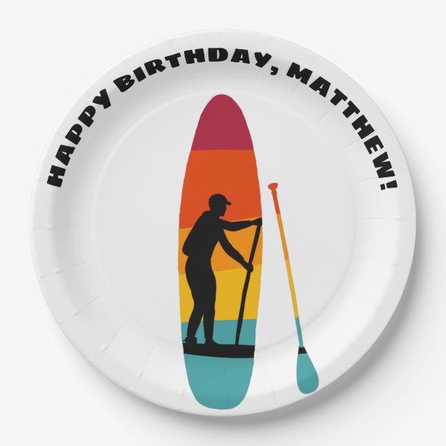 Stand Up Paddle Board SUP Personalised Paper Plate (Front)
