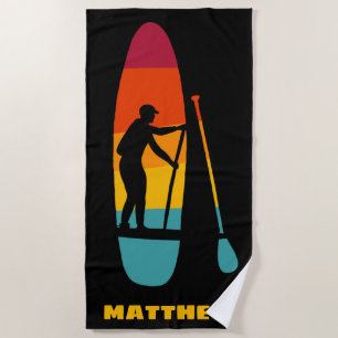 Stand Up Paddle Board SUP Sunset Personalised Beac Beach Towel