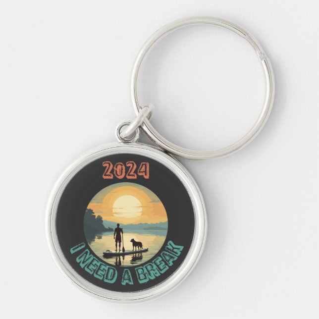 Stand up paddle board surfing with dog key ring (Front)