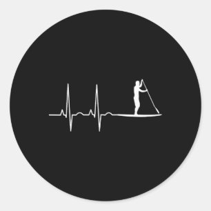 Stand Up Paddle Heartbeat Paddling Gift Men Women Classic Round Sticker