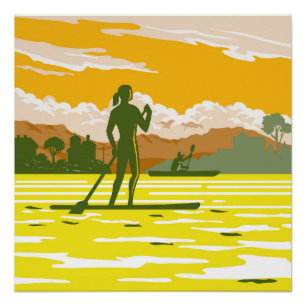 Stand Up Paddle in the Bay of Kotor Montenegro WPA Poster