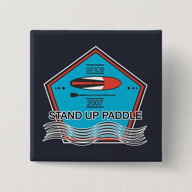 Stand Up Paddle Poster 15 Cm Square Badge (Front)