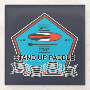 Stand Up Paddle Poster Glass Coaster