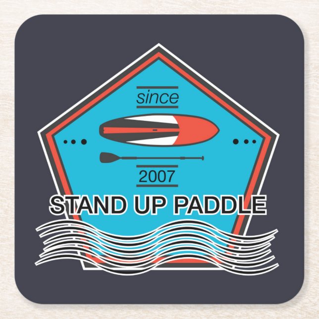 Stand Up Paddle Poster Square Paper Coaster (Front)