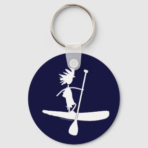 Stand Up Paddle Silhouette Design Key Ring