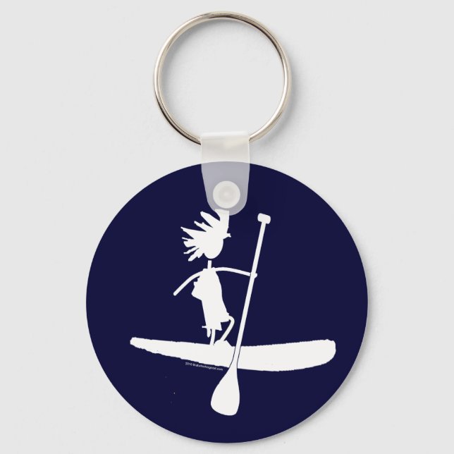 Stand Up Paddle Silhouette Design Key Ring (Front)