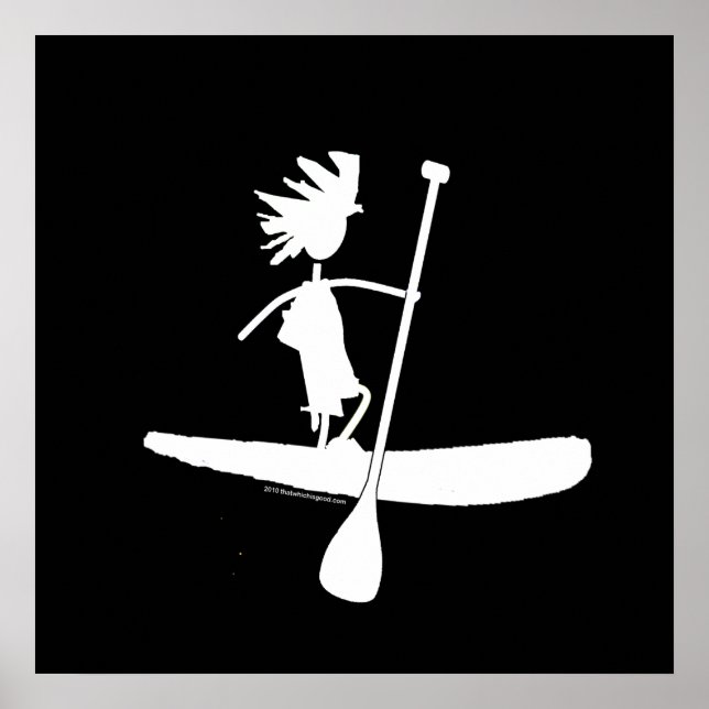 Stand Up Paddle Silhouette Design Poster (Front)