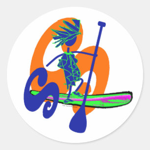 Stand Up Paddle Surf Design Classic Round Sticker