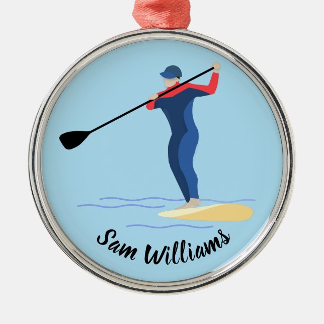 Stand-up Paddleboarding Metal Ornament (Front)