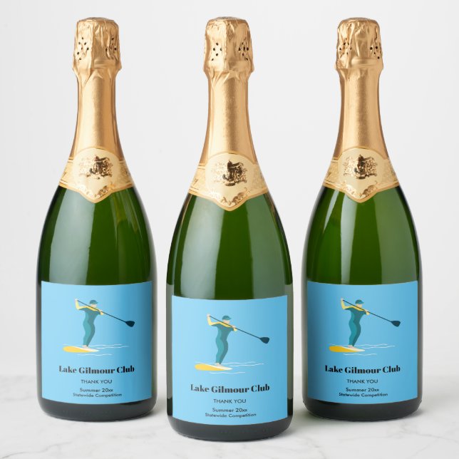 Stand Up Paddleboarding Sparkling Wine Label (Bottles)