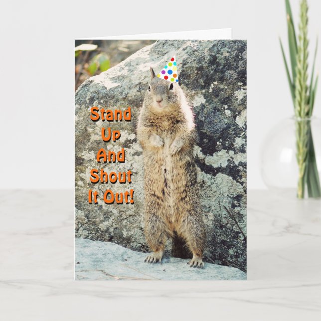 Stand Up Squirrel Birthday Card (Front)