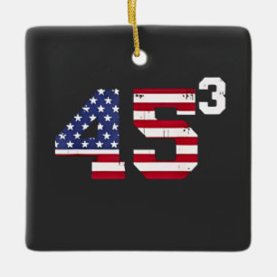 Stand With 45 Pro Trump USA Flag 4th of July Ceramic Ornament