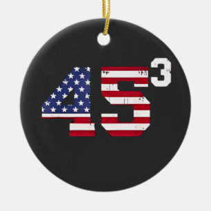 Stand With 45 Pro Trump USA Flag 4th of July Ceramic Ornament