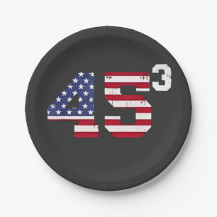 Stand With 45 Pro Trump USA Flag 4th of July Paper Plate