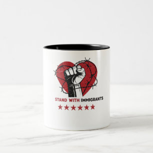 STAND WITH IMMIGRANTS Two-Tone COFFEE MUG