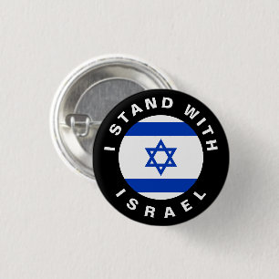 Stand with Israel blue white black custom text 3 Cm Round Badge
