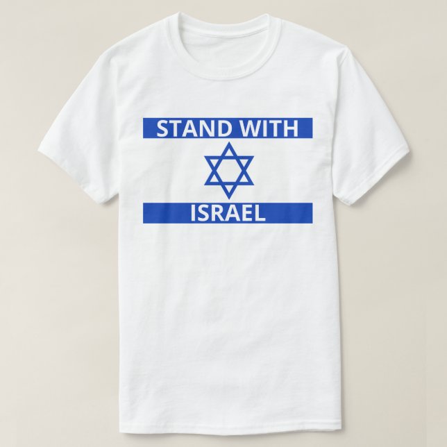 Stand With Israel Blue White Israel Flag  T-Shirt (Design Front)