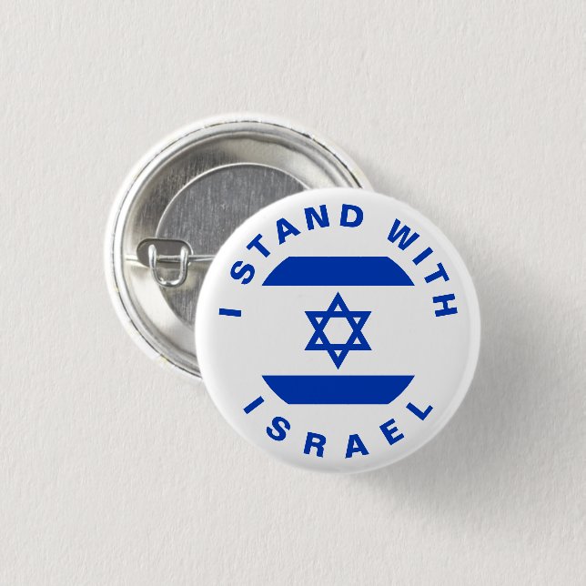 Stand with Israel white blue custom text and flag 3 Cm Round Badge (Front & Back)
