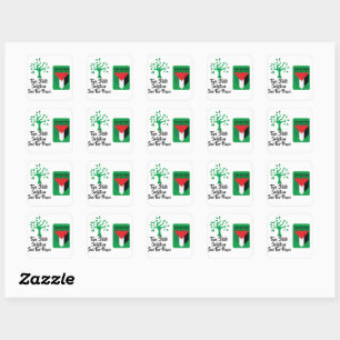 Stand With Palestine, Flag and Olive Tree Square Sticker