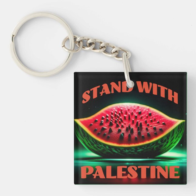 Stand with Palestine Solidarity Acrylic Keychain (Front)