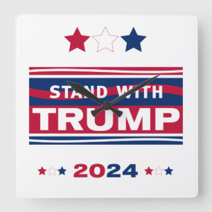 Stand with Trump~2024~MAGA Square Wall Clock