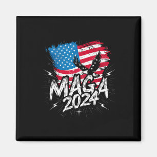 Stand With Trump Maga 2024 Patriotic Flag Tee Vote Magnet