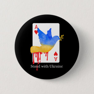 Stand With Ukraine Ace Of War Support Tee 6 Cm Round Badge