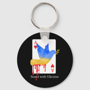 Stand With Ukraine Ace Of War Support Tee Key Ring