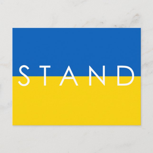 Stand with Ukraine Blue and Yellow Flag Postcard (Front)